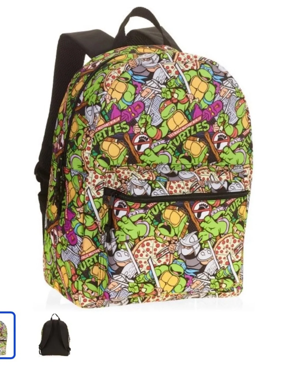 Kids Turtle Print Backpack in Green teenage mutant ninja turtle back pack